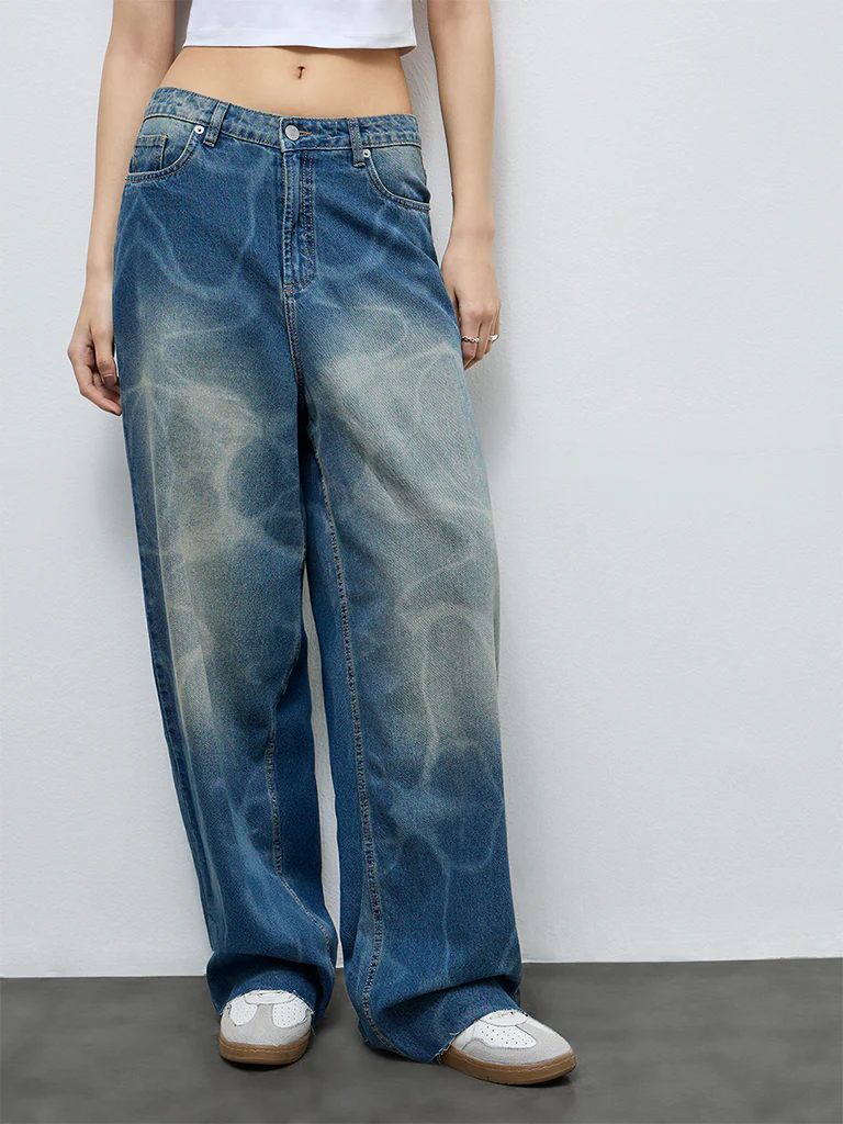 Nuon Blue Faded High-Rise Jeans - Image 2