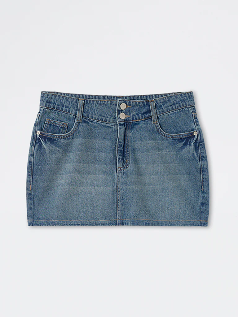 Nuon Blue Mid-Wash High-Rise Denim Skirt