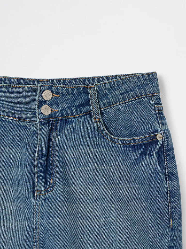 Nuon Blue Mid-Wash High-Rise Denim Skirt - Image 3