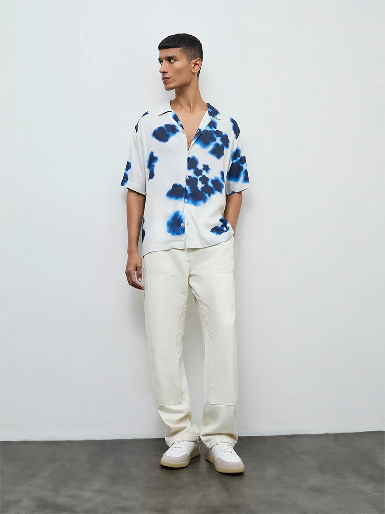 Nuon Blue Printed Relaxed Fit Shirt - Image 2