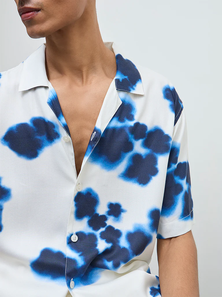 Nuon Blue Printed Relaxed Fit Shirt - Image 3