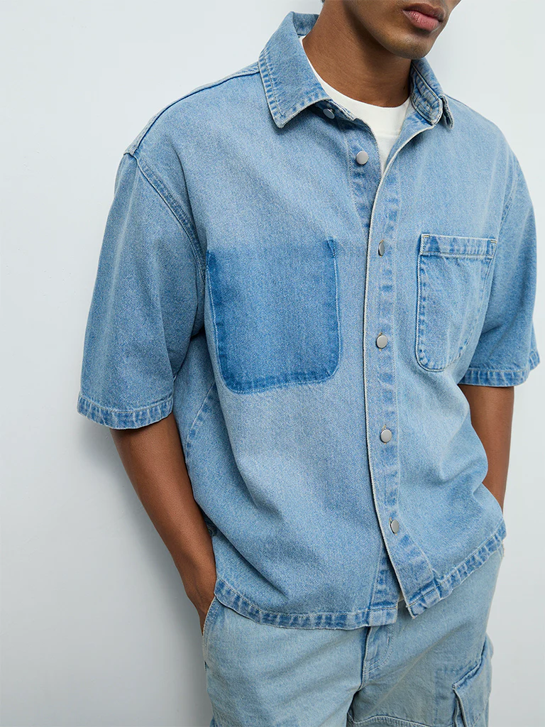 Nuon Blue Relaxed-Fit Denim Shirt - Image 4