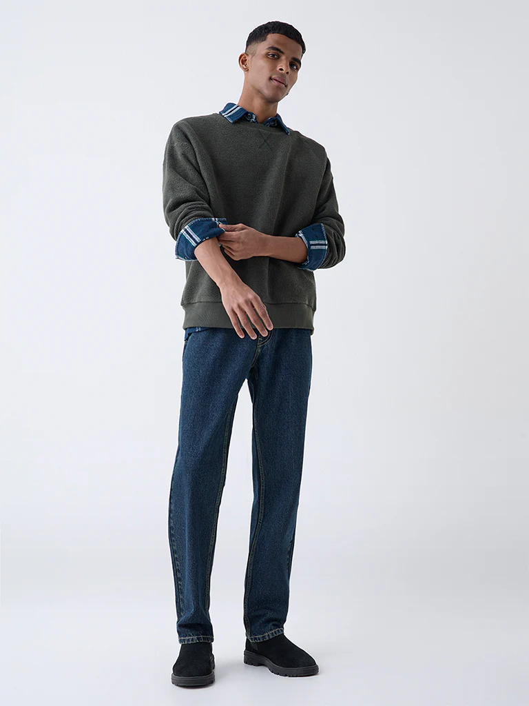Nuon Blue Relaxed-Fit Mid-Rise Jeans