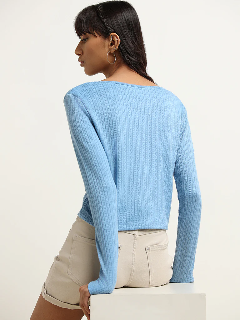 Nuon Blue Ribbed Top - Image 4