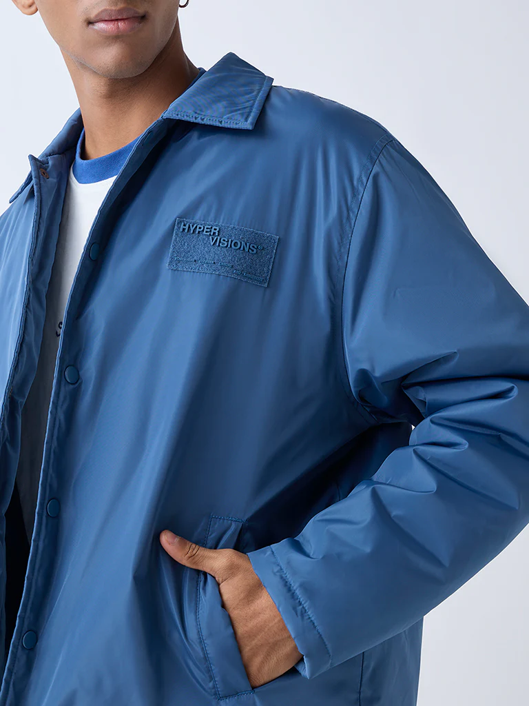 Nuon Blue Solid Relaxed-Fit Jacket - Image 4