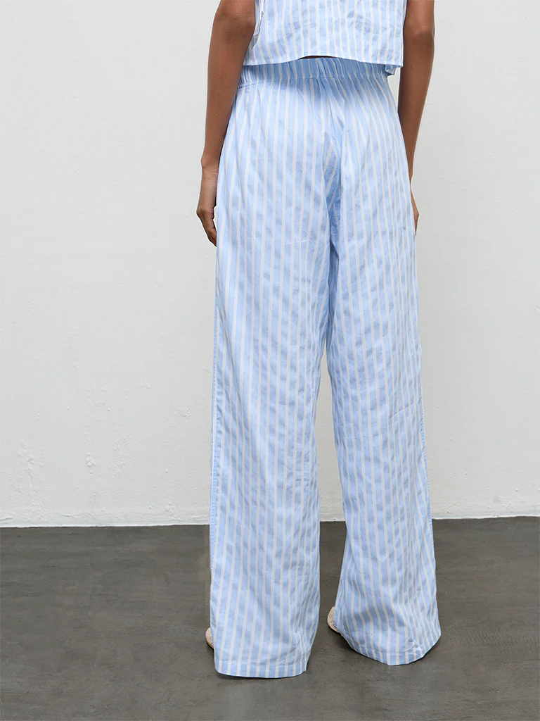 Nuon Blue Striped High-Rise Pants - Image 4