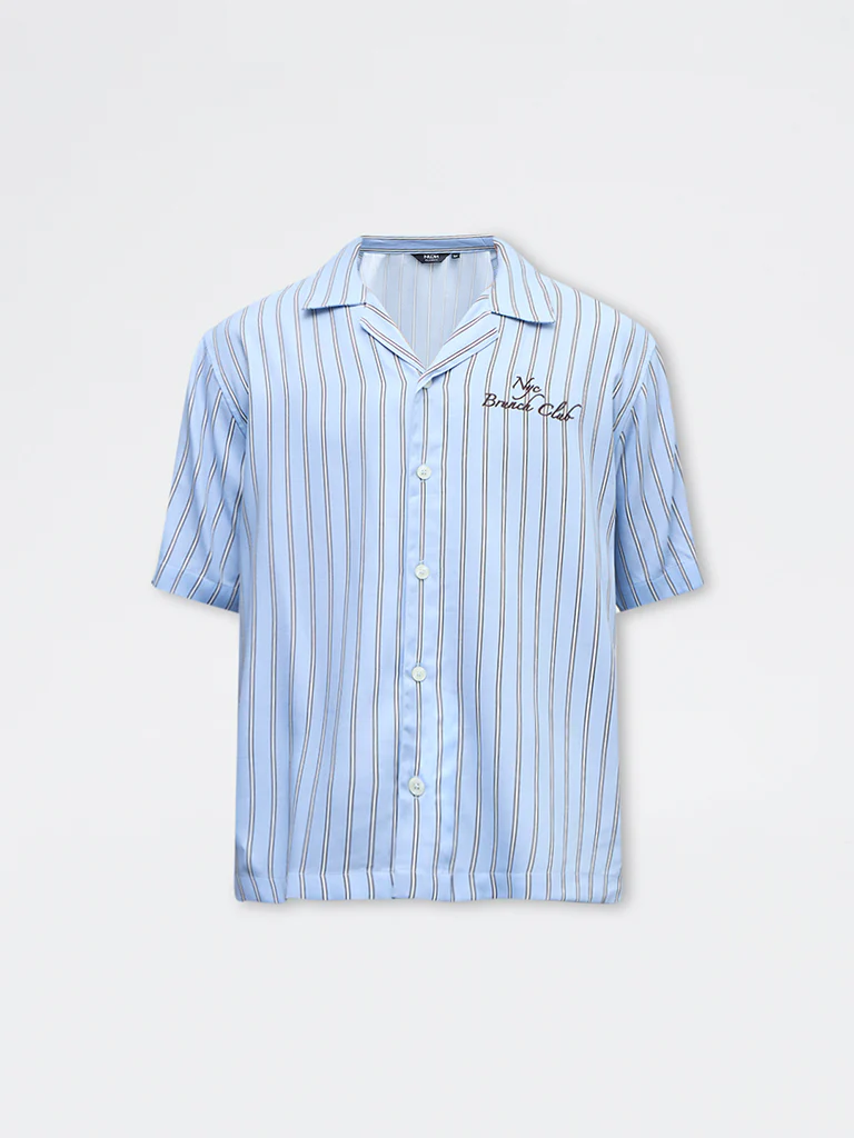Nuon Blue Striped Relaxed-Fit Shirt - Image 5