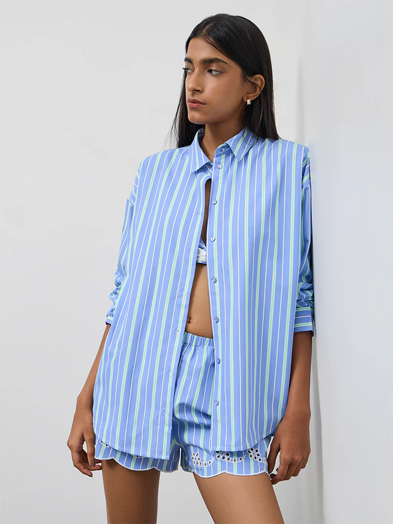 Nuon Blue Striped Shirt