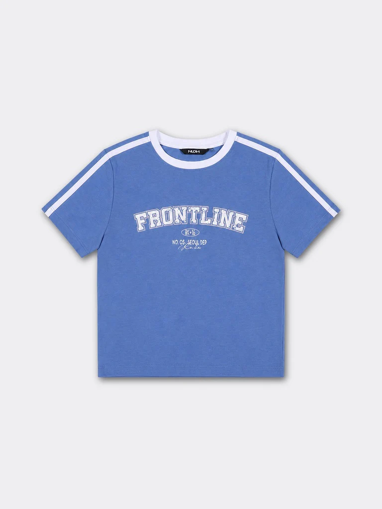 Nuon Blue Text-Printed Cotton T-Shirt - Image 5