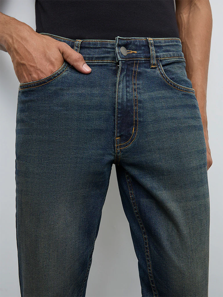 Nuon Blue Washed Slim-Fit Mid-Rise Jeans - Image 3