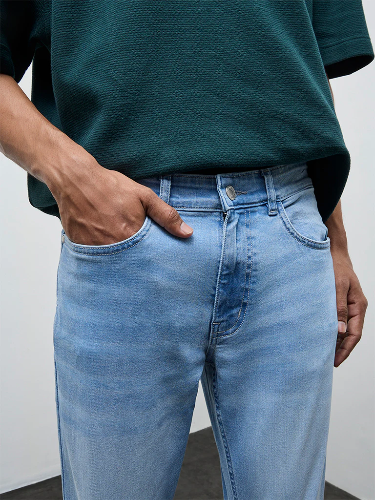 Nuon Blue Washed Slim-Fit Mid-Rise Jeans - Image 3