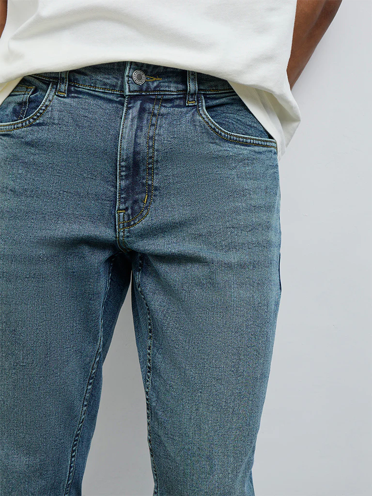 Nuon Blue Washed Slim-Fit Mid-Rise Jeans - Image 3