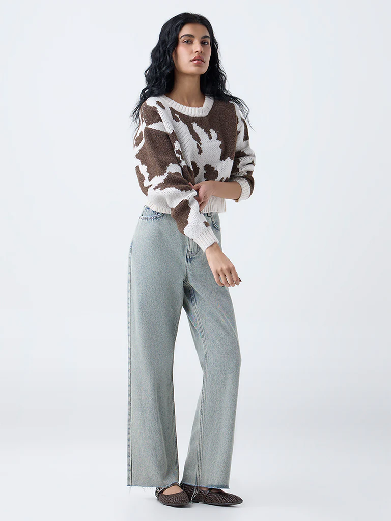 Nuon Brown Abstract Pattern Sweater - Image 2