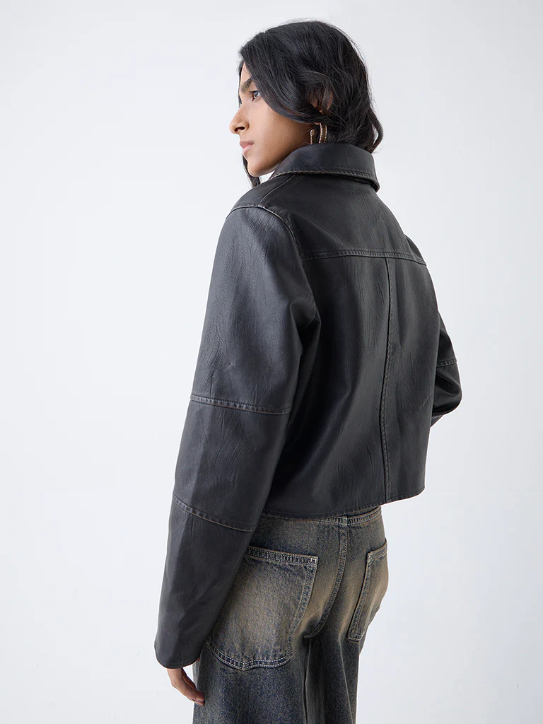 Nuon Brown Faux-Leather Jacket - Image 4
