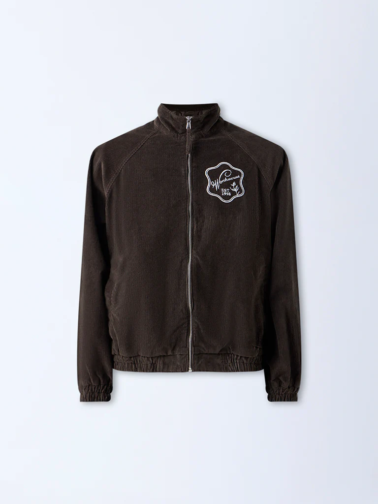 Nuon Brown Text Design Relaxed-Fit Corduroy Jacket - Image 5