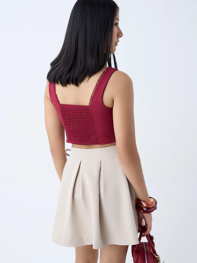 Nuon Burgundy Corset-Style Top - Image 4