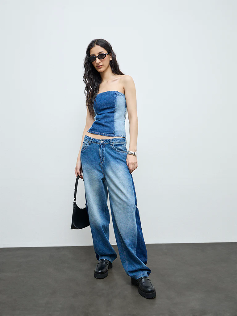 Nuon Blue Faded High-Rise Jeans