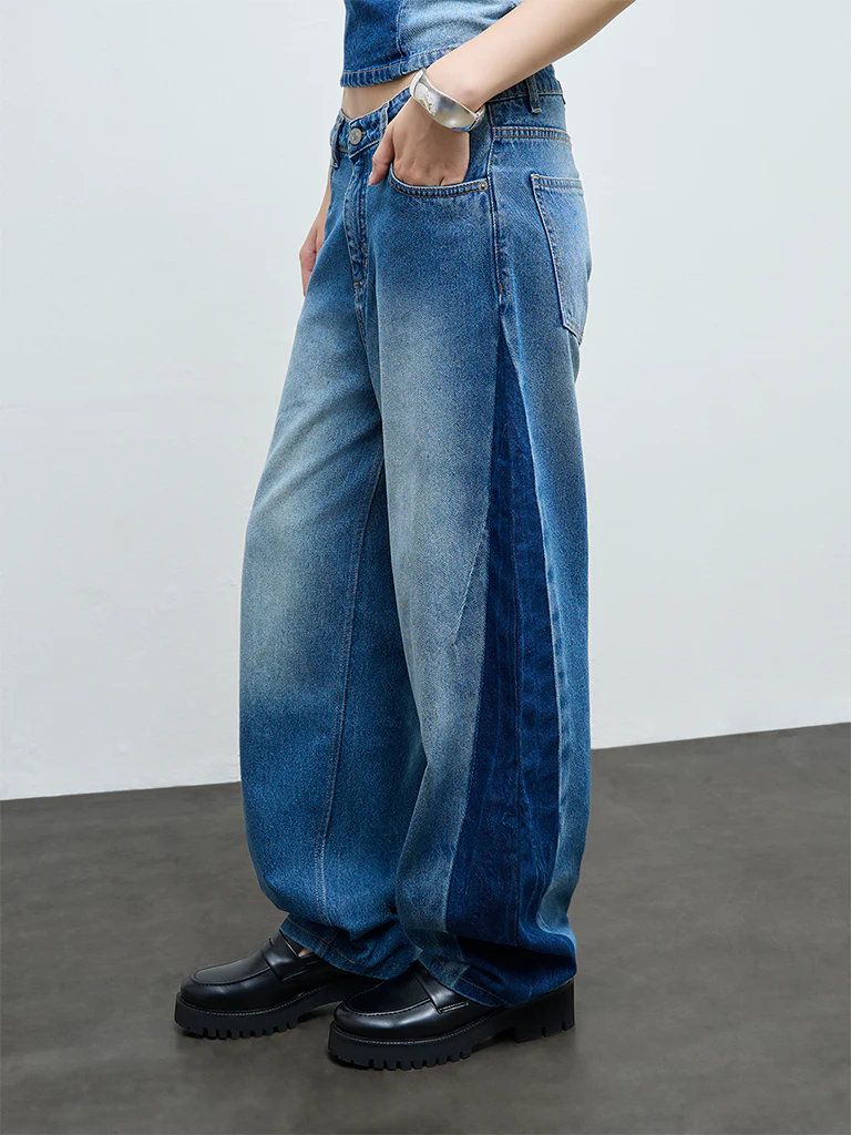 Nuon Blue Faded High-Rise Jeans - Image 2