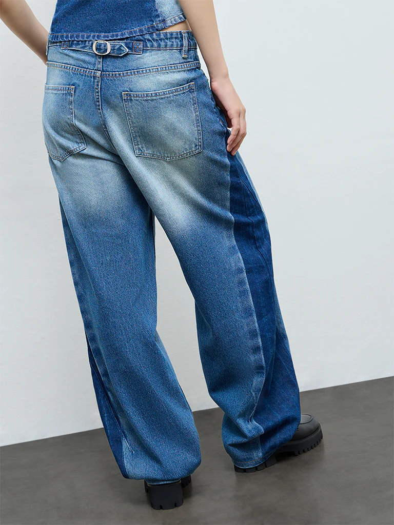Nuon Blue Faded High-Rise Jeans - Image 4