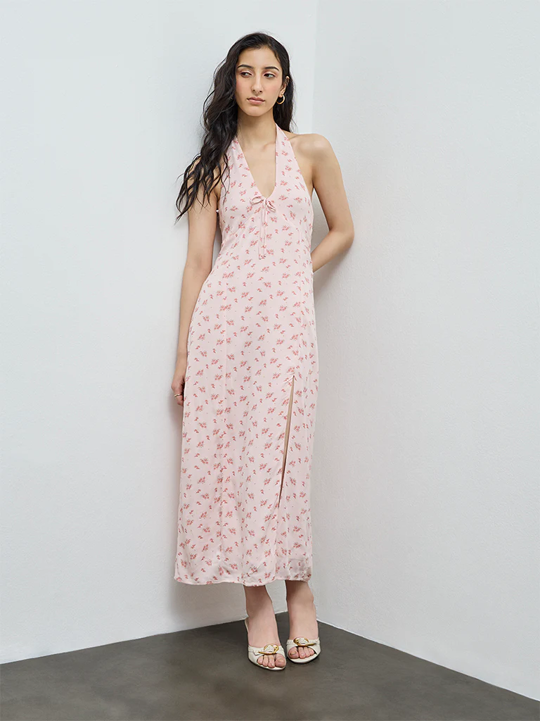 Nuon Pink Floral A-Line Dress - Image 2
