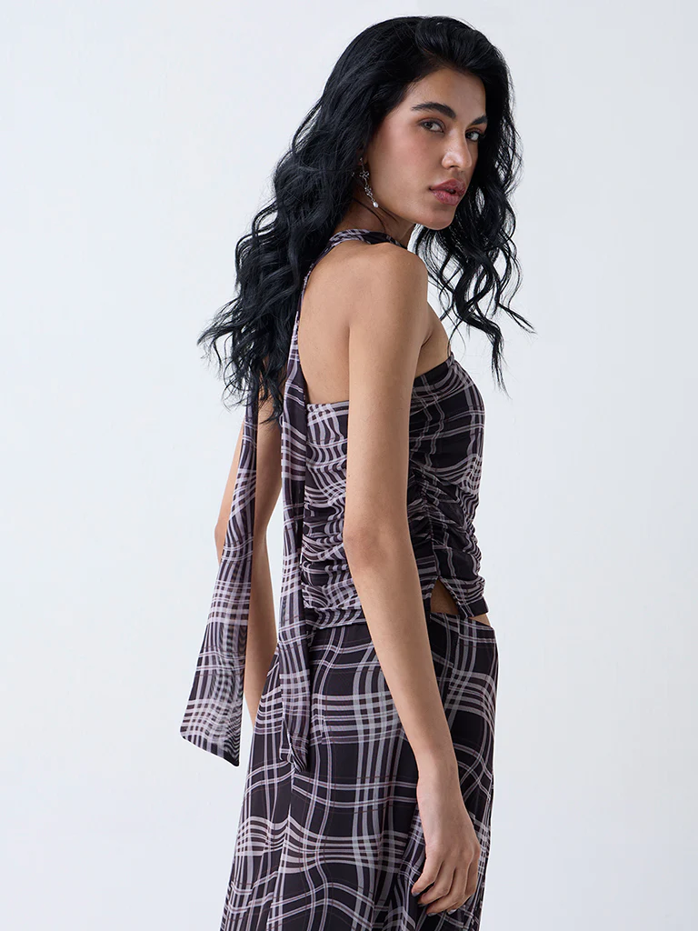 Nuon Charcoal Checkered Tube Top - Image 4