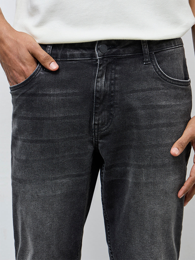 Nuon Black Faded Hendrix Slim-Fit Mid-Rise Denim Jeans - Image 3