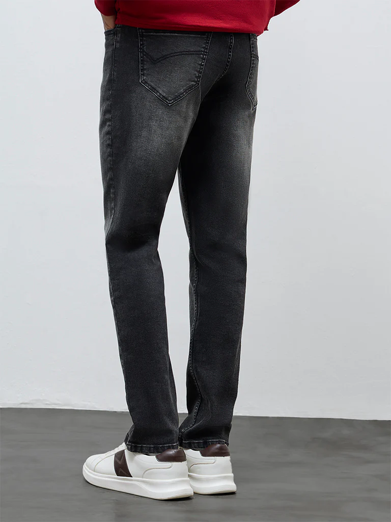 Nuon Black Faded Hendrix Slim-Fit Mid-Rise Denim Jeans - Image 4