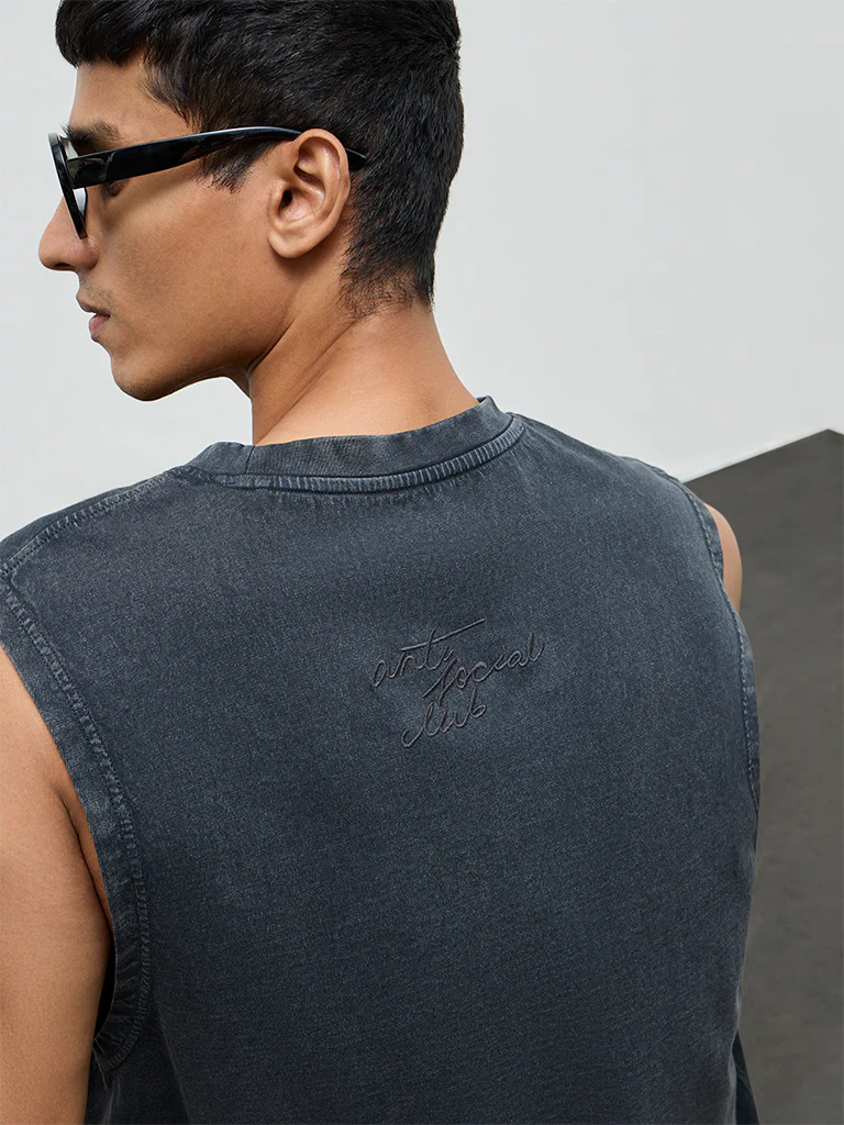 Nuon Charcoal Relaxed-Fit Cotton T-Shirt - Image 3