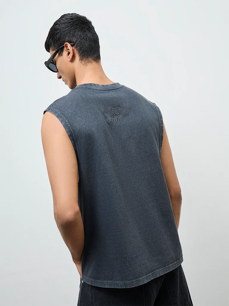 Nuon Charcoal Relaxed-Fit Cotton T-Shirt - Image 4