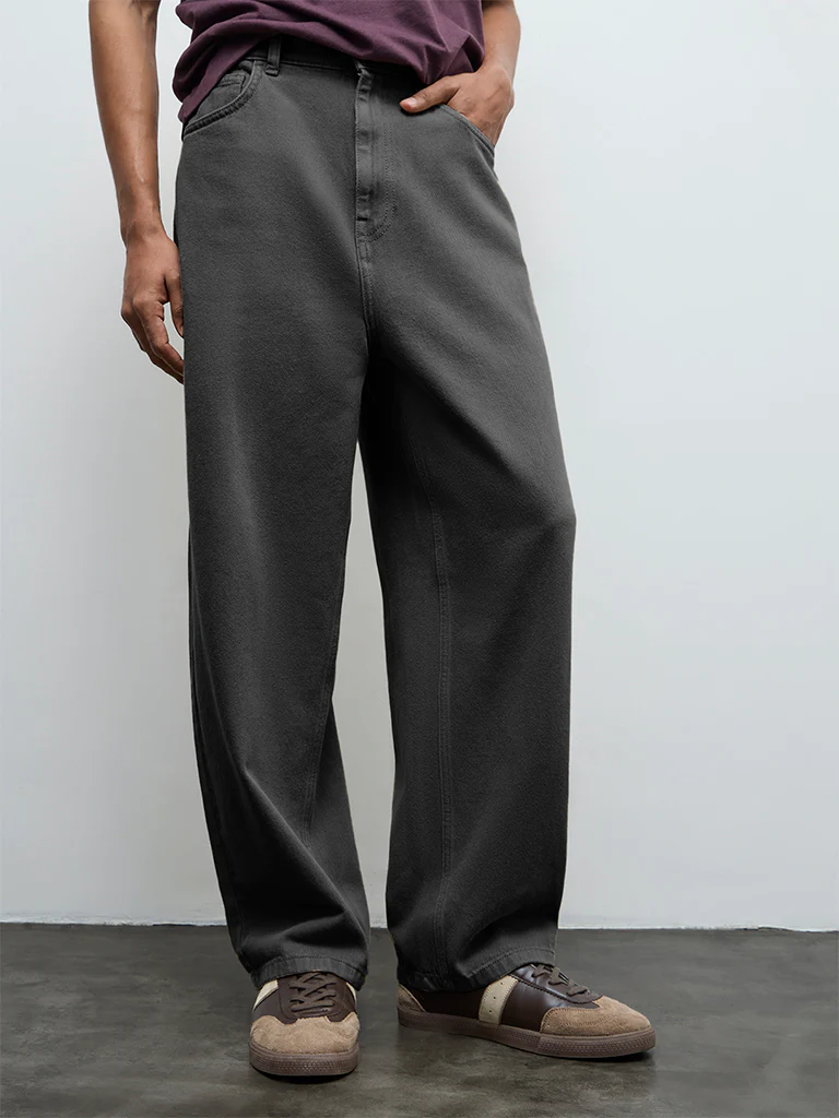 Nuon Charcoal Skater-Fit Mid-Rise Jeans - Image 3