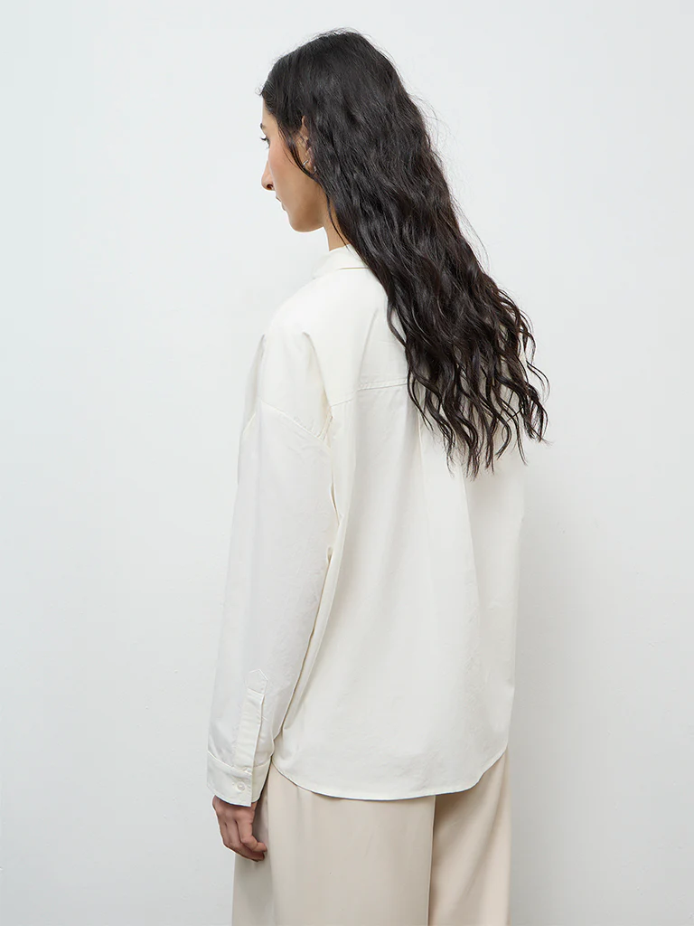 Nuon Cream Buckle-Detailed Cotton Shirt - Image 4