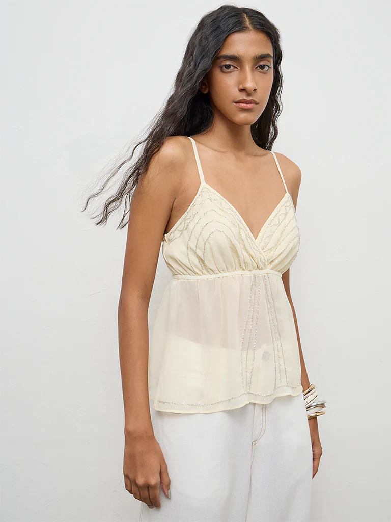 Nuon Cream Embellished Top - Image 2