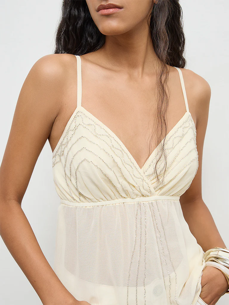 Nuon Cream Embellished Top - Image 3