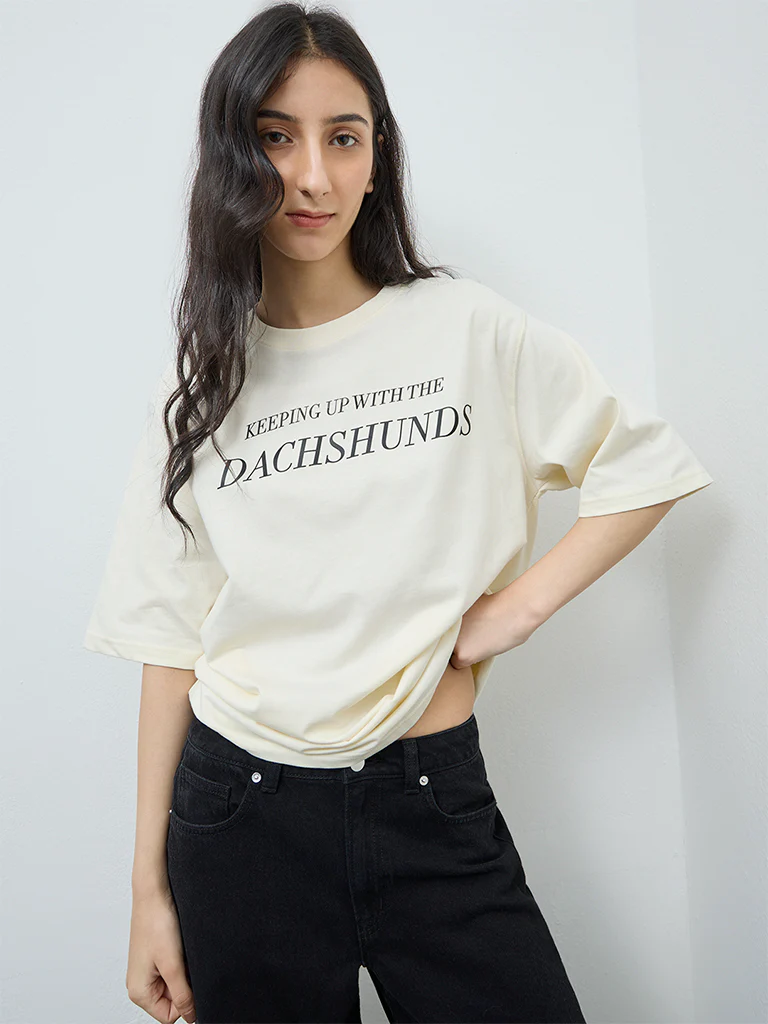 Nuon Cream Printed Cotton T-Shirt - Image 2