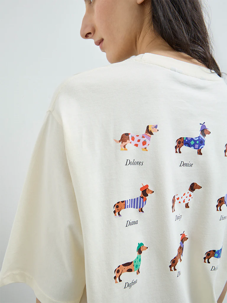 Nuon Cream Printed Cotton T-Shirt - Image 3