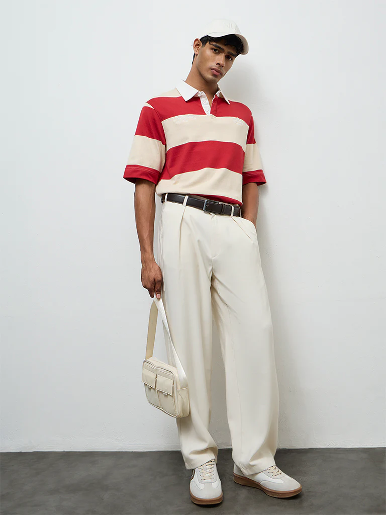 Nuon Cream Relaxed-Fit Mid-Rise Trousers