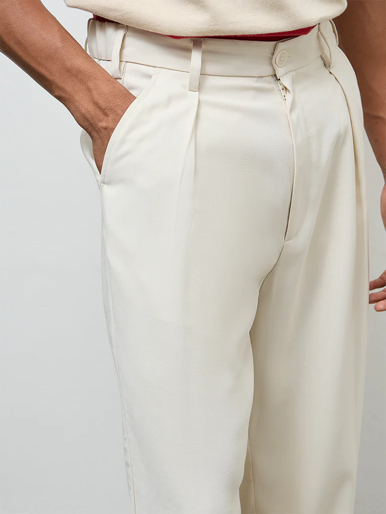 Nuon Cream Relaxed-Fit Mid-Rise Trousers - Image 4
