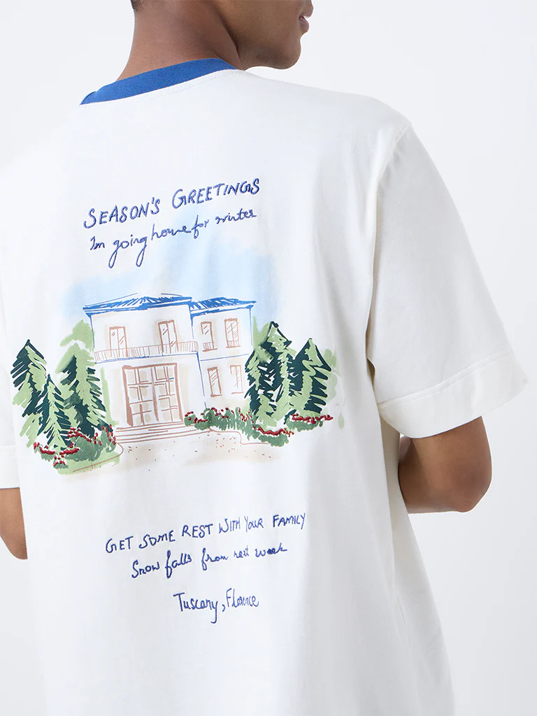 Nuon Cream Scenic-Inspired Regular-Fit Cotton T-Shirt - Image 3