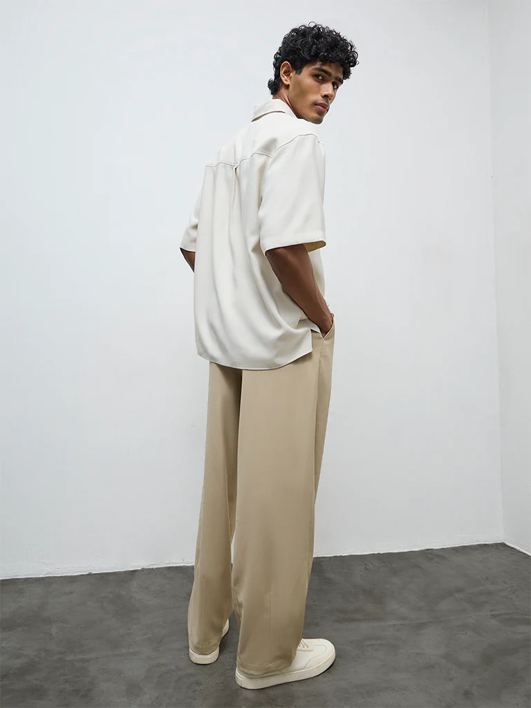 Nuon Cream Solid Relaxed-Fit Shirt - Image 5