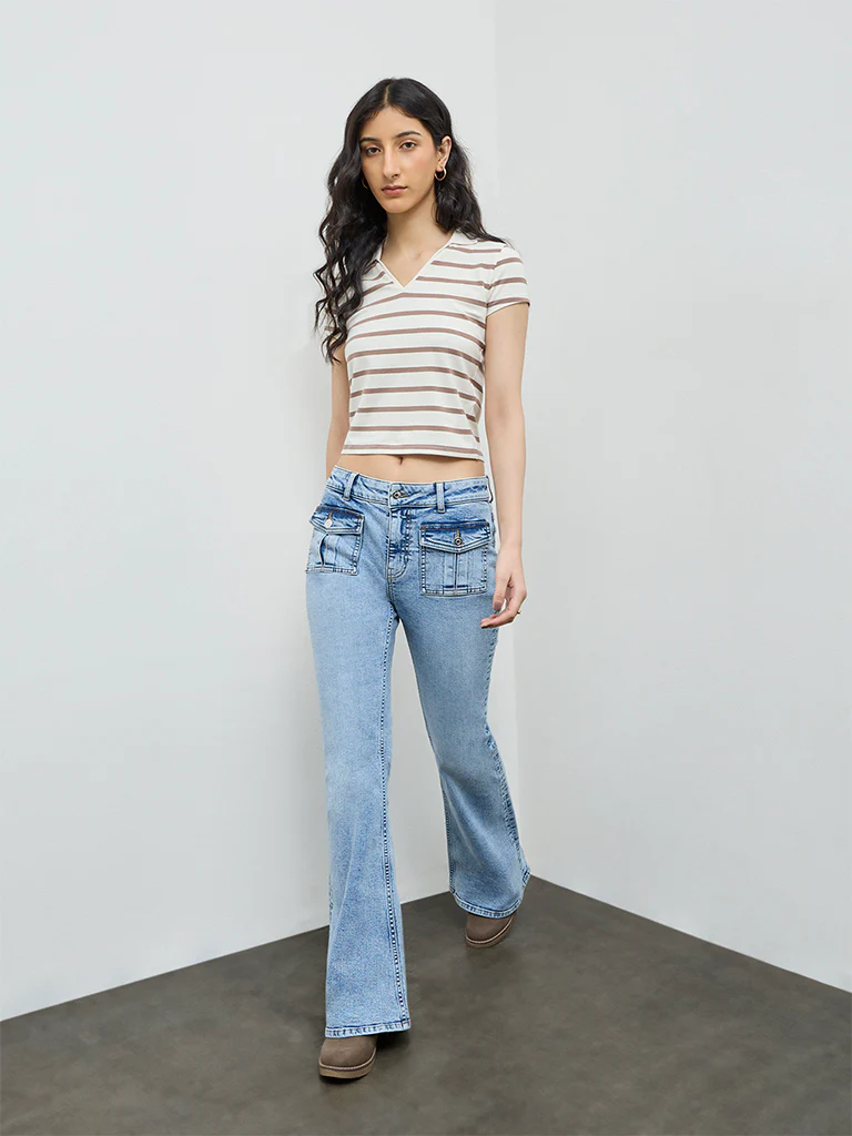 Nuon Cream Striped Cotton-Blend T-Shirt - Image 2