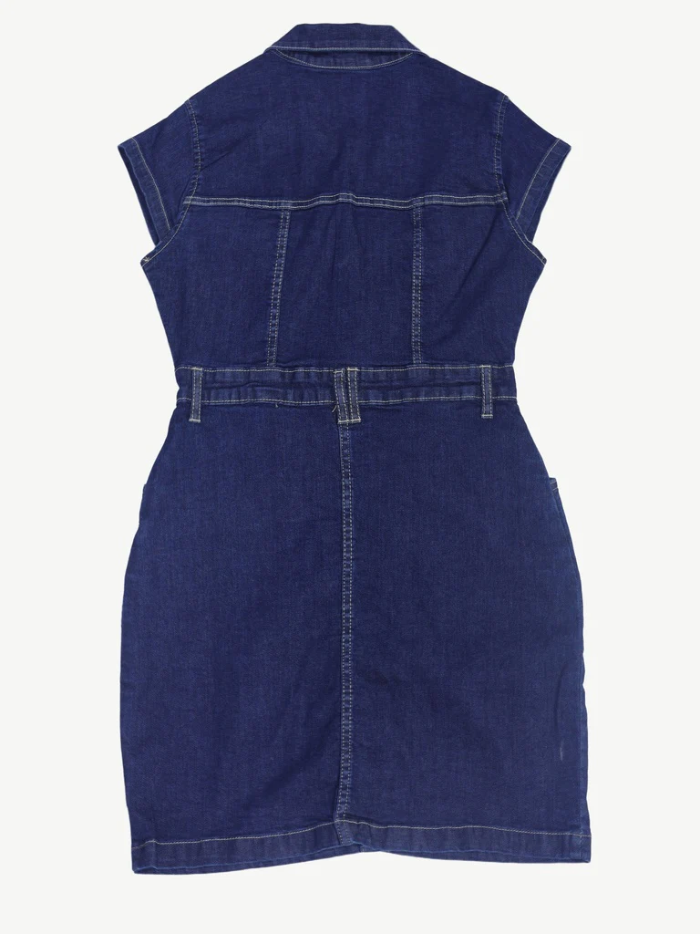 Nuon Dark Blue A-Line Denim Dress - Image 6
