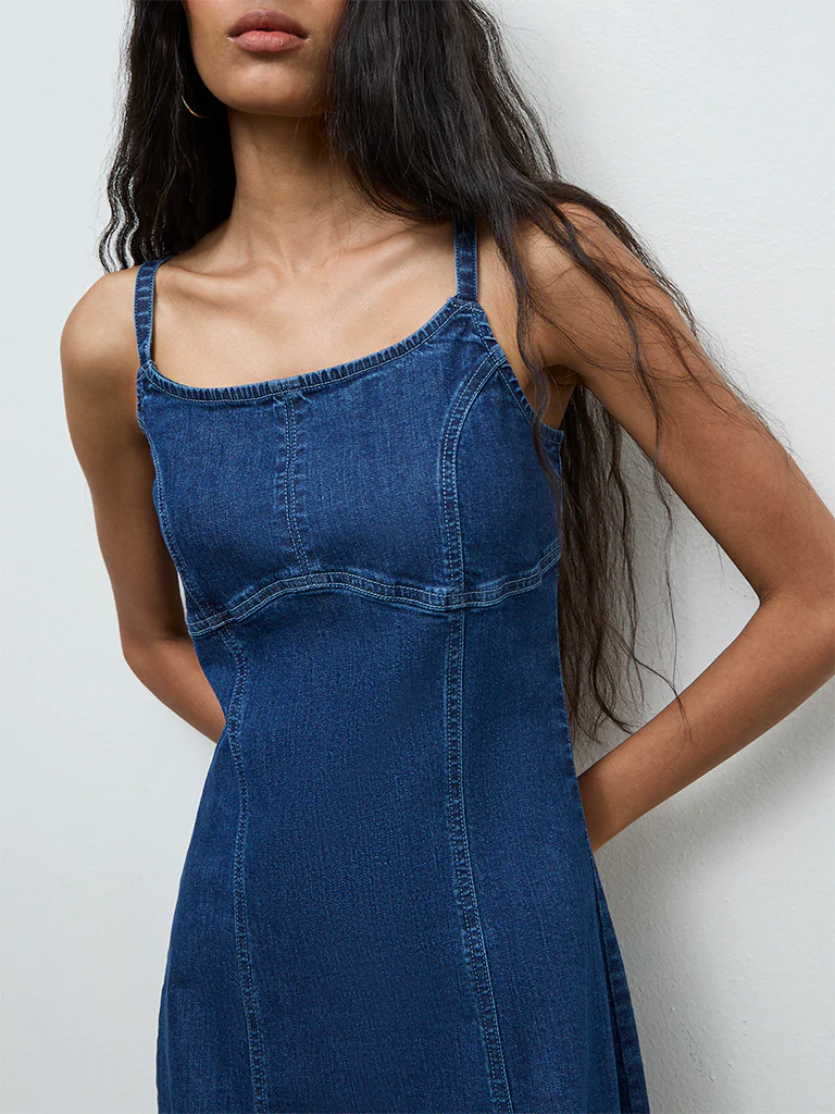 Nuon Dark Blue Denim Bodycon Dress - Image 3