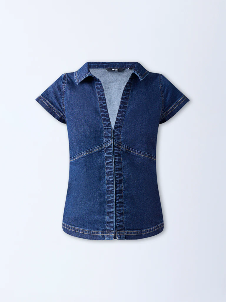 Nuon Dark Blue Denim Top - Image 5