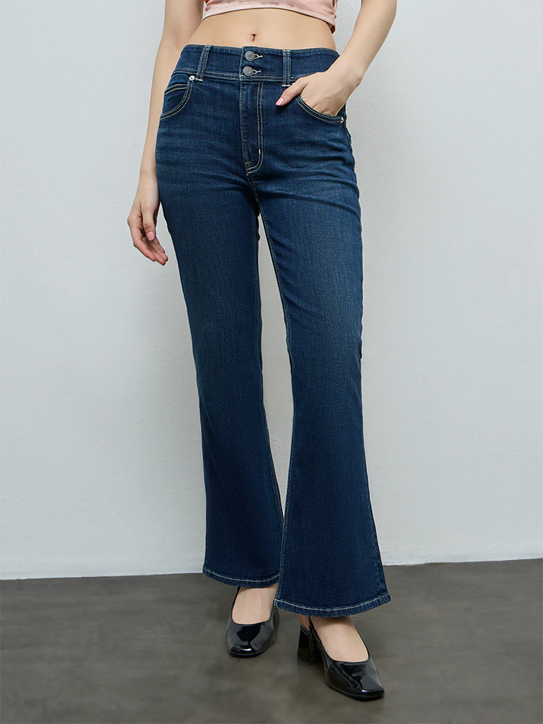 Nuon Dark Blue High-Rise Bootcut Jeans - Image 2