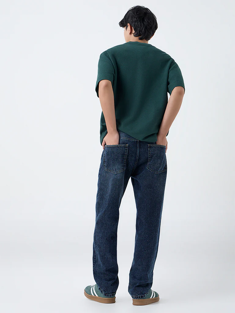 Nuon Dark Blue Relaxed-Fit Mid-Rise Jeans - Image 4
