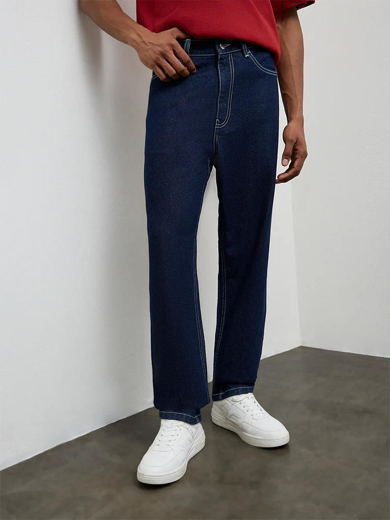 Nuon Dark Blue Relaxed-Fit Mid-Rise Jeans - Image 2