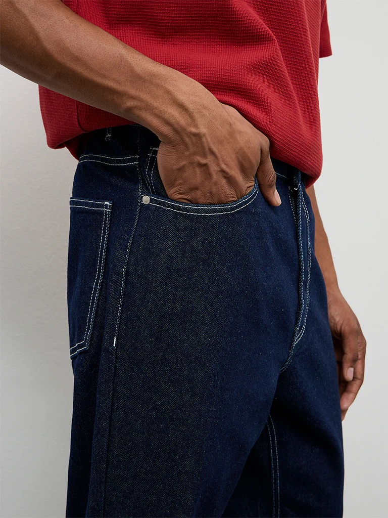 Nuon Dark Blue Relaxed-Fit Mid-Rise Jeans - Image 3