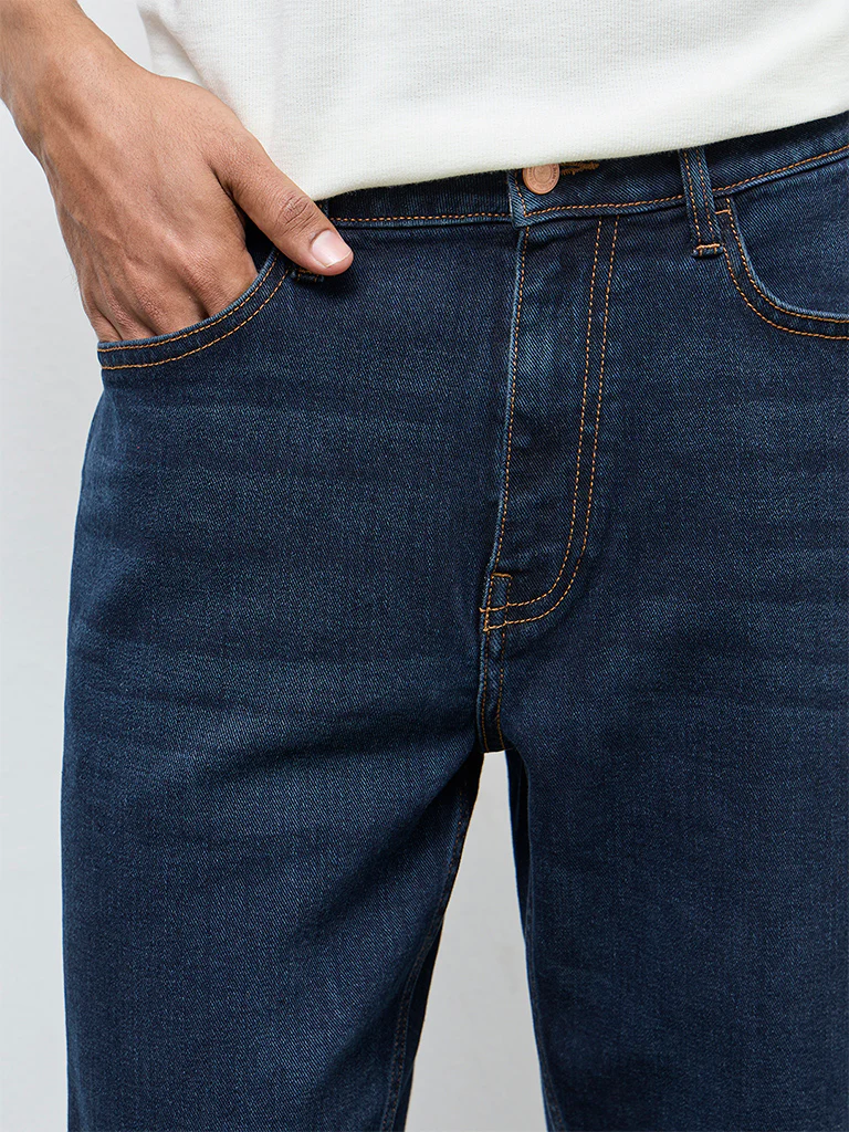 Nuon Dark Blue Slim Crop-Fit Mid-Rise Jeans - Image 3
