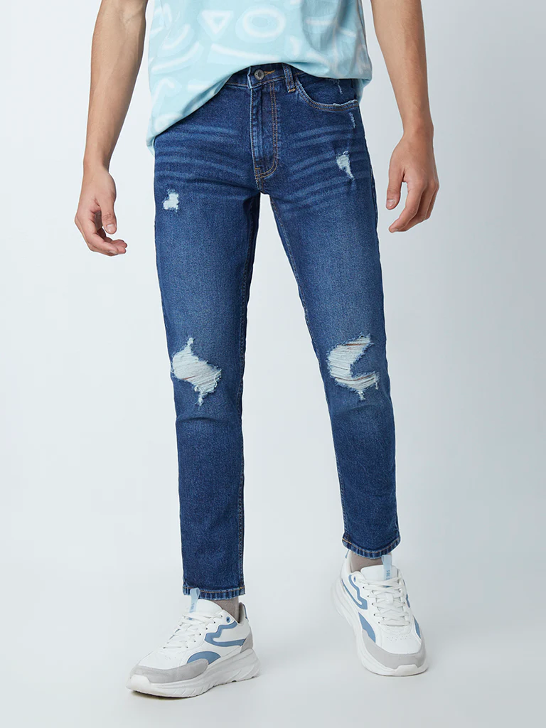 Nuon Dark Blue Straight-Fit Mid-Rise Jeans - Image 3