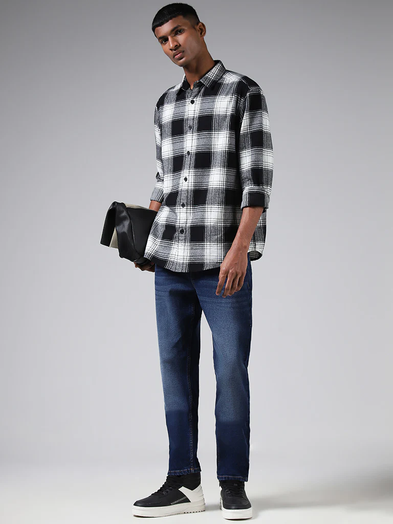 Nuon Dark Blue Straight-Fit Mid-Rise Jeans